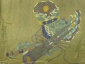 アンティーク　和楽器模様肩裏紋付羽二重男物羽織